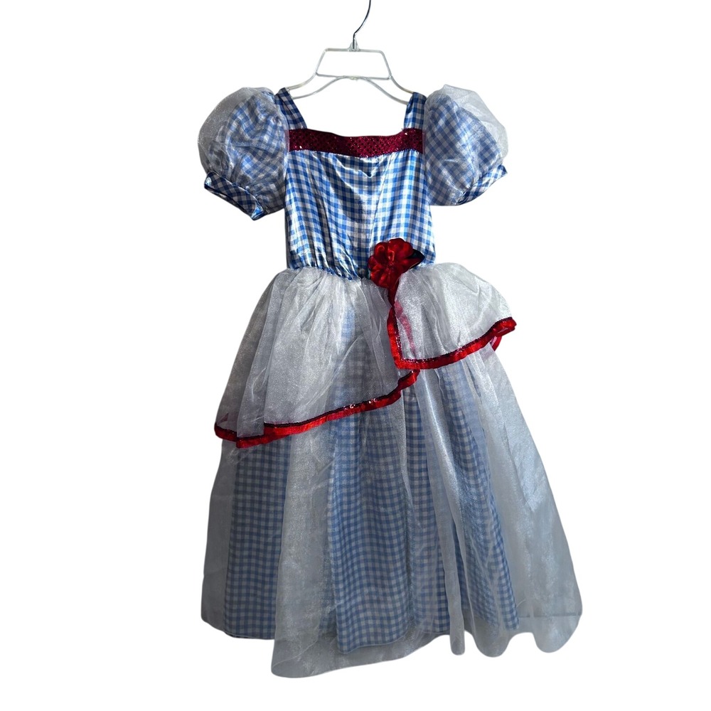 Unbranded Dorothy Gingham Costume Dress Size 5-6 Blue White Red Sequin Kids